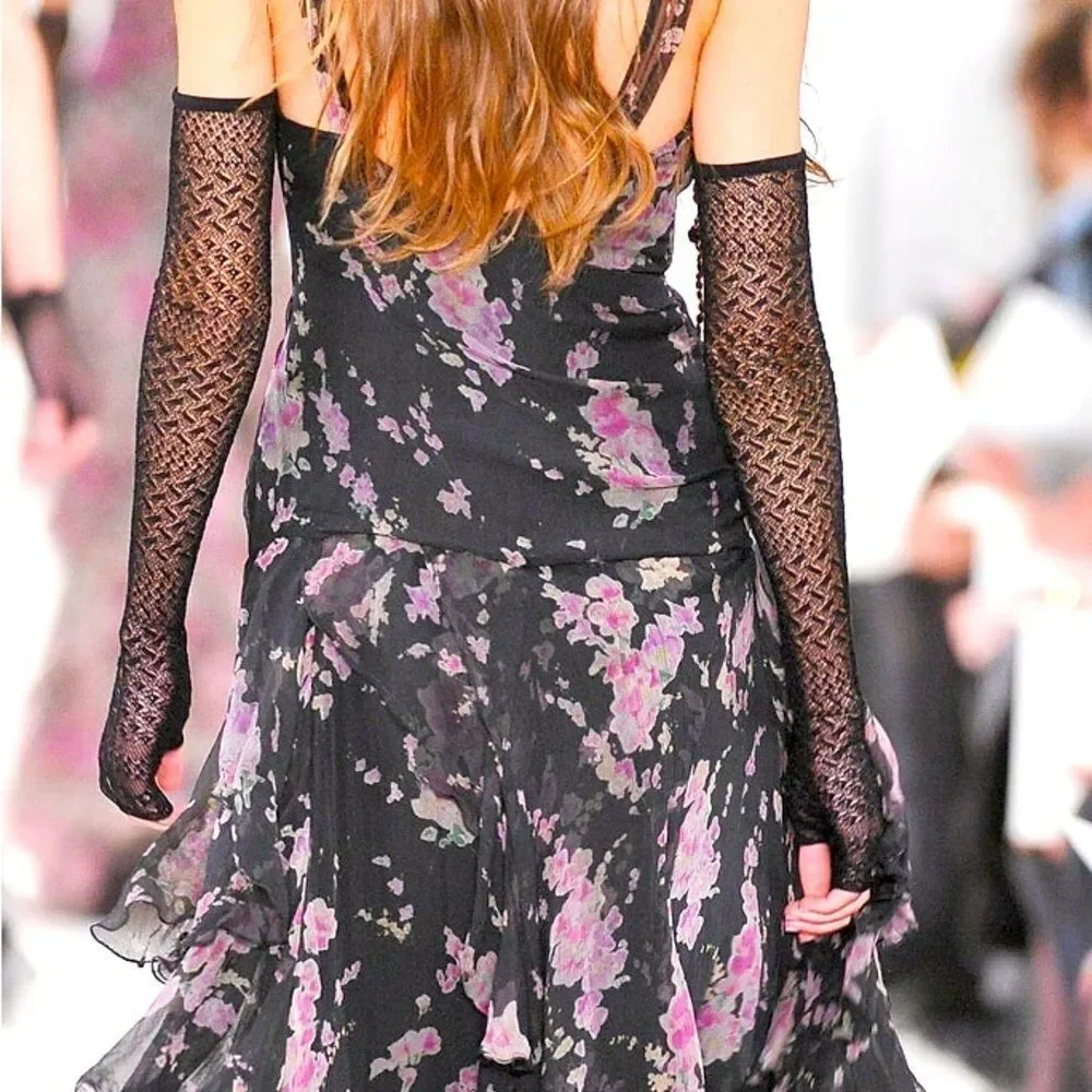 Ralph Lauren Collection Fall 2010 Black Fingerless Lace Crochet Gloves